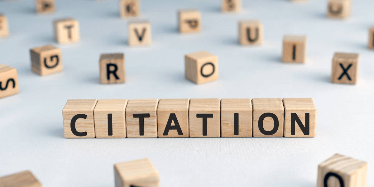 Wooden blocks spelling out the word 'Citation'