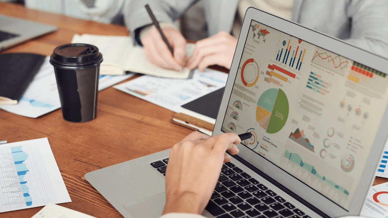 Laptop screen showing different types of charts