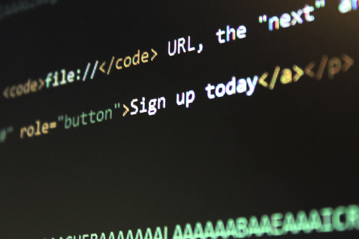 A screen showing coding for a website