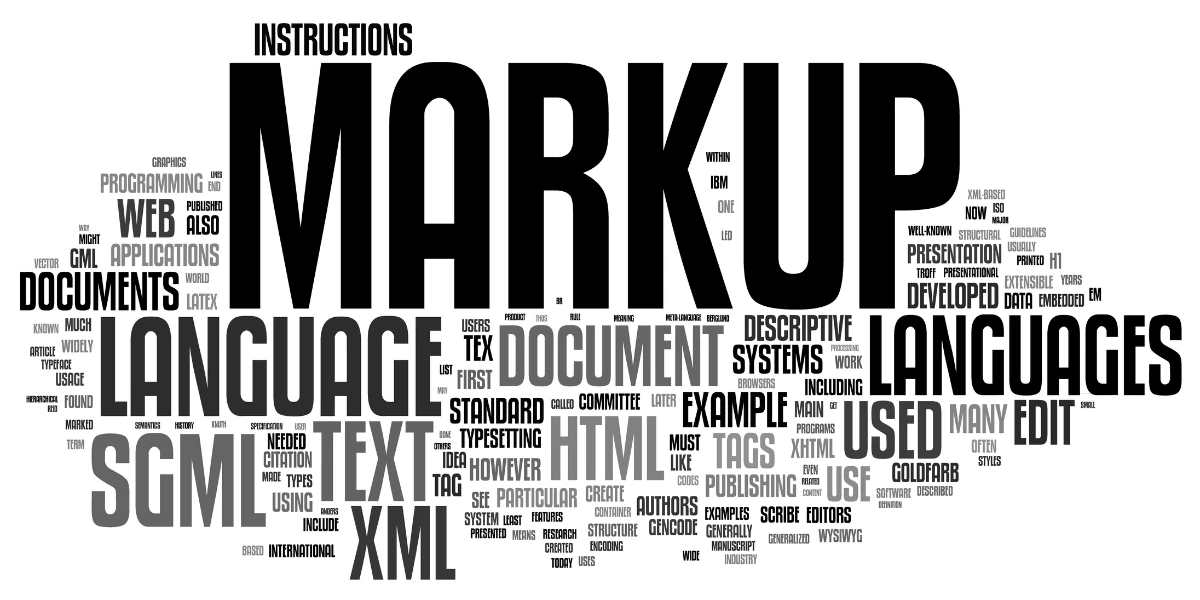 A word collage of the elements in markup