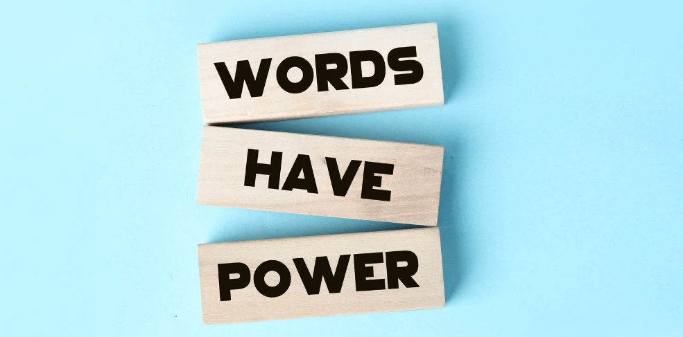 Words Have Power against blue background