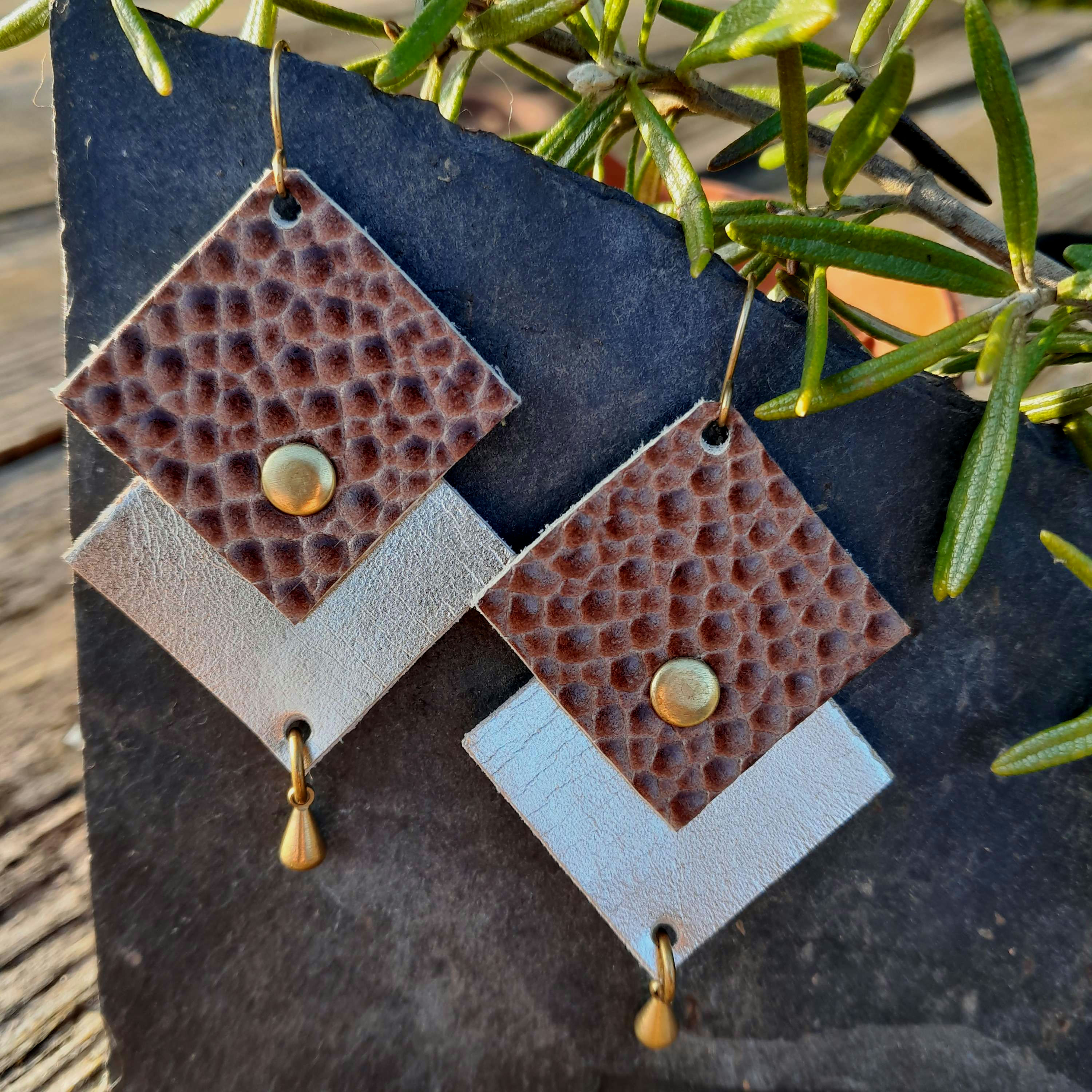 Boucles d'oreilles cuir - motifs