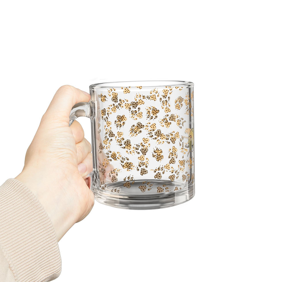 Thumbnail: Mug, Cheetah Paw Prints Glass Mug, 10oz