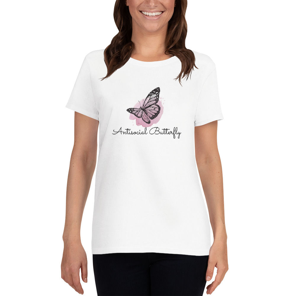 Women's short sleeve t-shirt "Antisocial Butterfly pink"