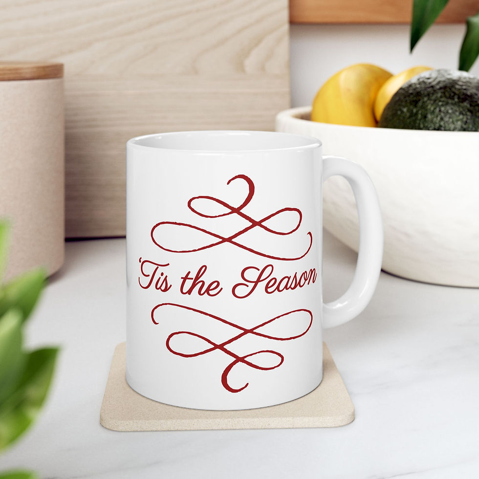 Tis the Season Christmas Mug 11 oz with a White and Red