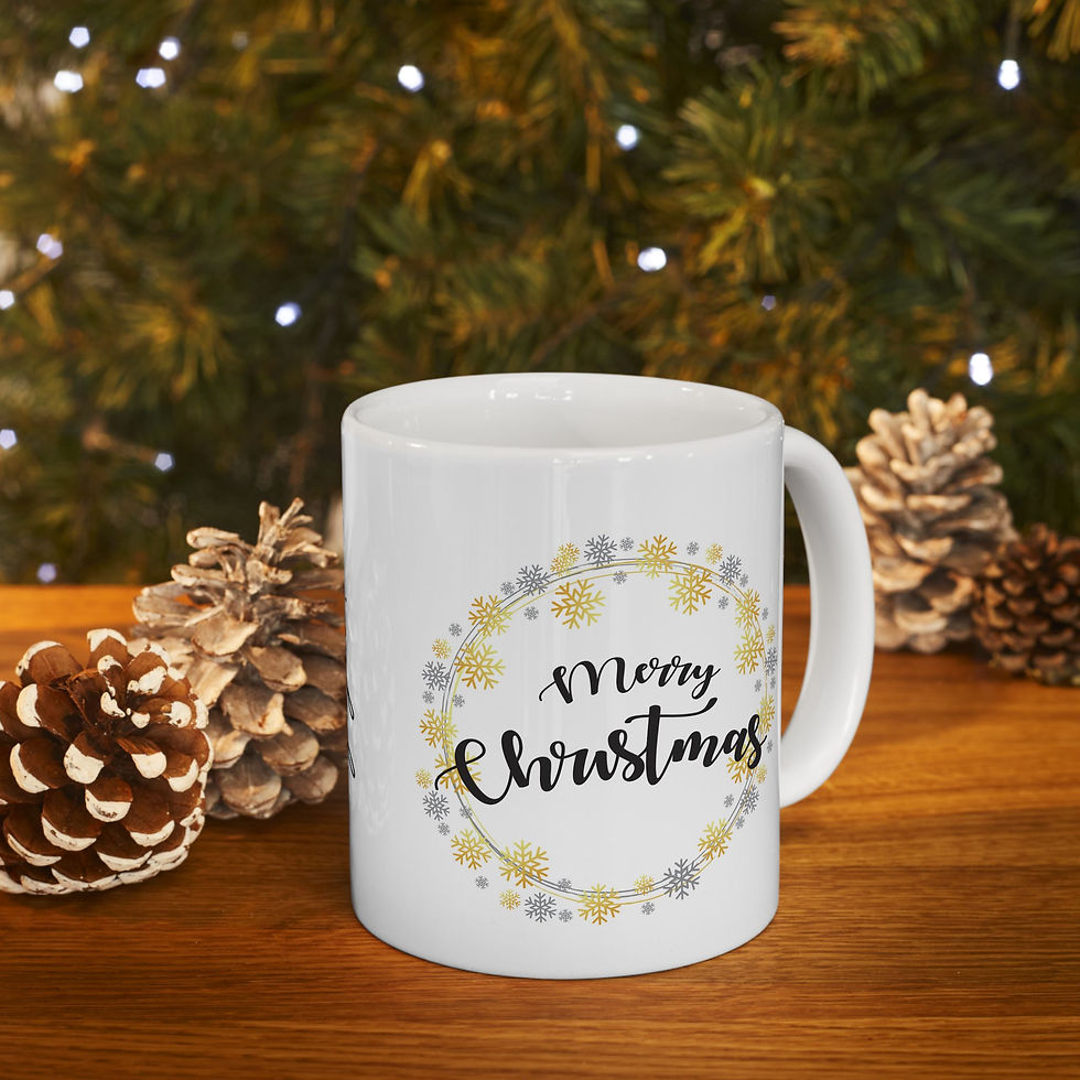 Joyful Merry Christmas on a White Ceramic Mug 11 oz