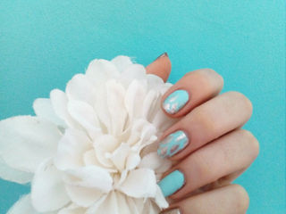 Turquoise and Rose Gold Scaled Nails