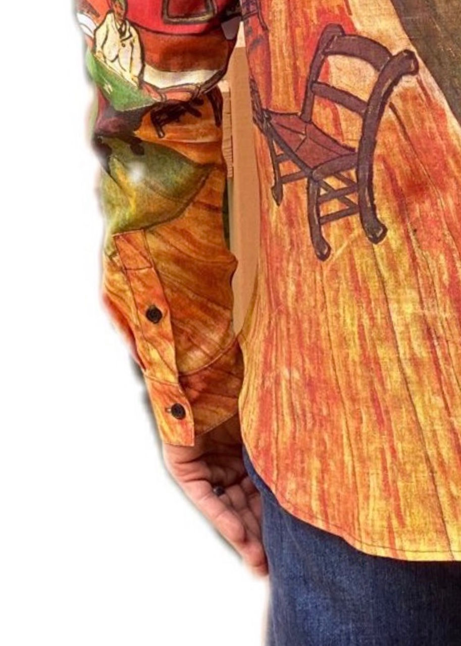 Thumbnail: Night cafe  linen Manderin collar shirt