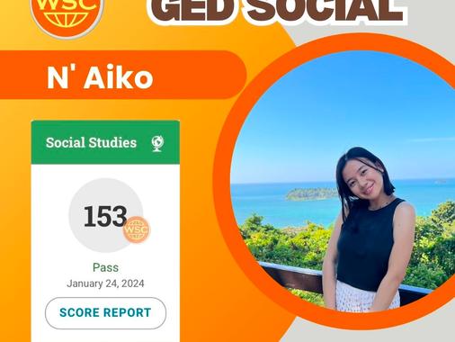 Congratulations N'Aiko สอบผ่าน GED Social Studies