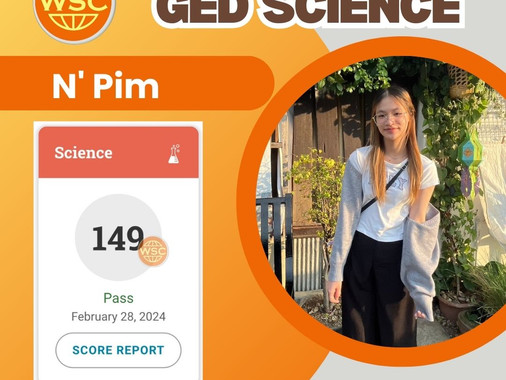 Congratulations! N'Pim สอบผ่าน GED Science