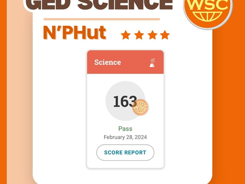 Congratulations! N'Phut สอบผ่าน GED Math and Science