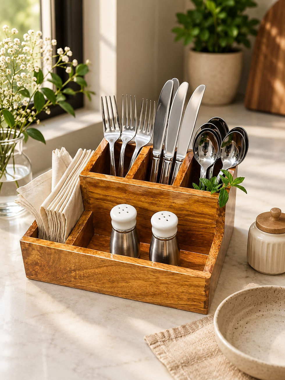 Thumbnail: Seasoned & Treated Mangowood Cutlery 5 section