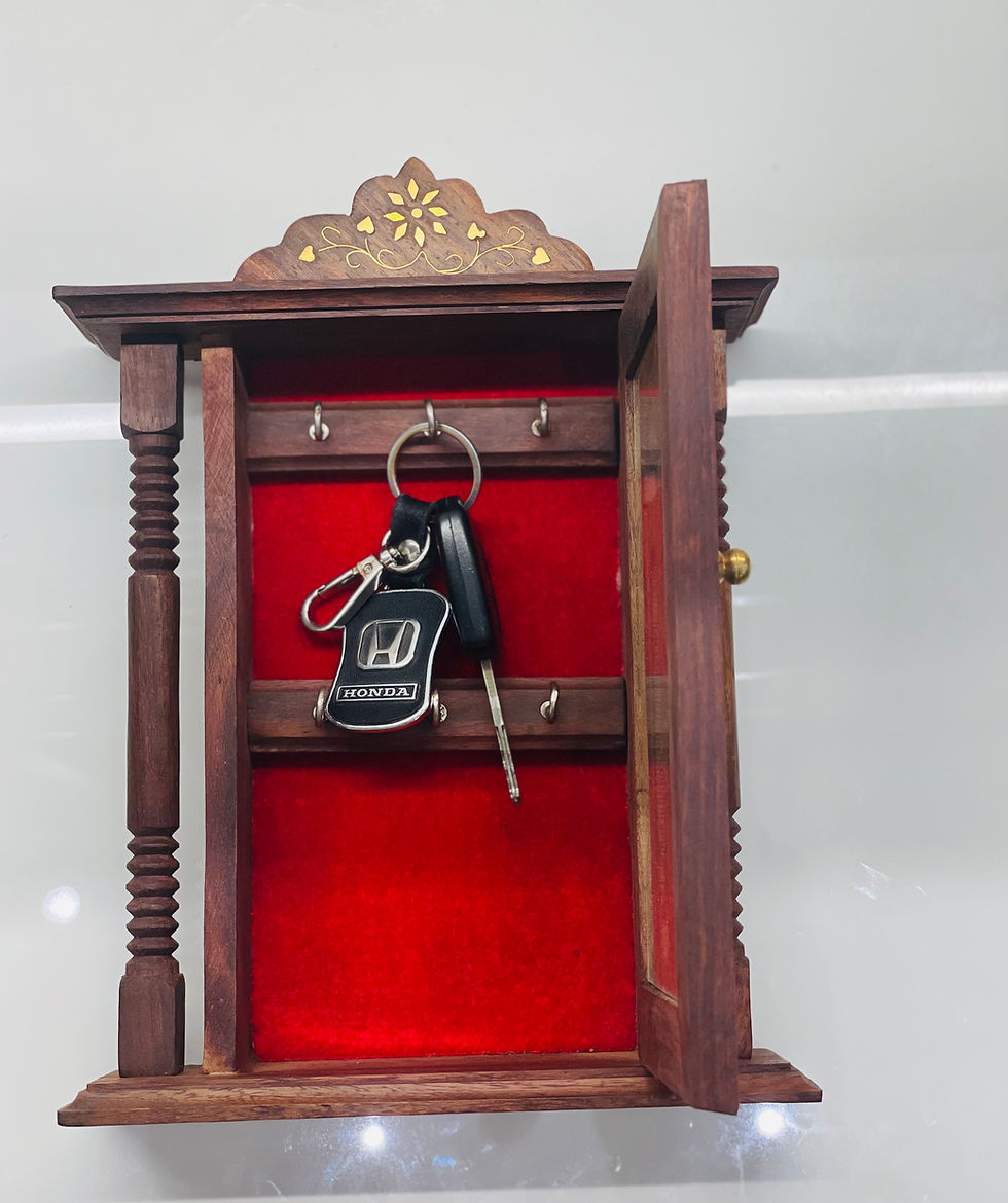 Thumbnail: Handmade/Handicraft Wooden Key Hanger Holder Box with Door -Wall Hanging (Brown)