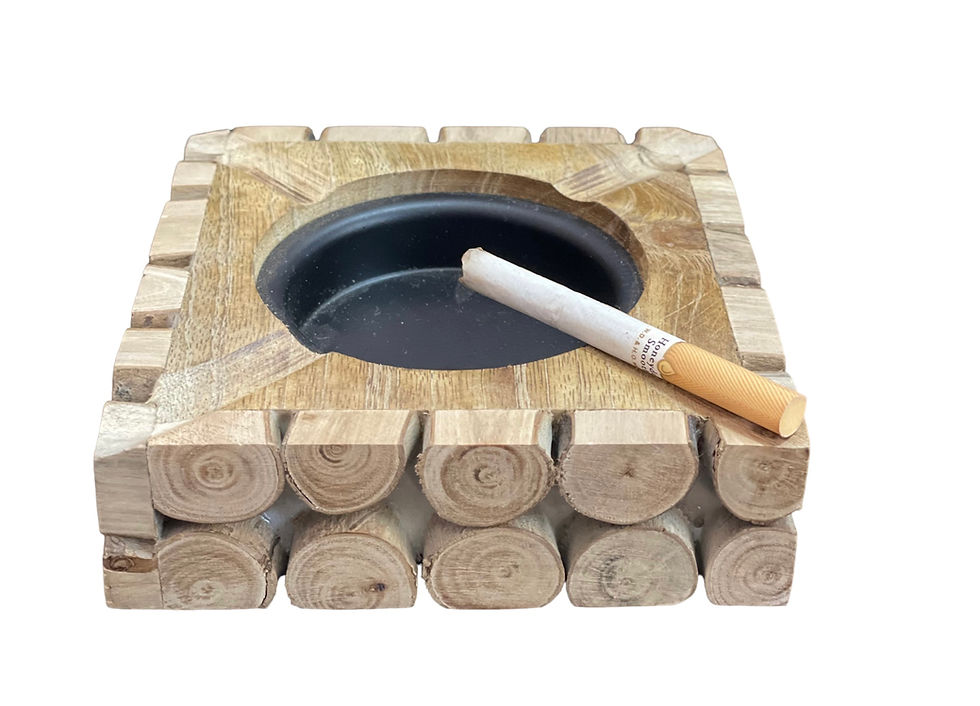 Thumbnail: Mango Wood Gitti Ash Tray Wooden and Metal ash keeping space- Square Shape.