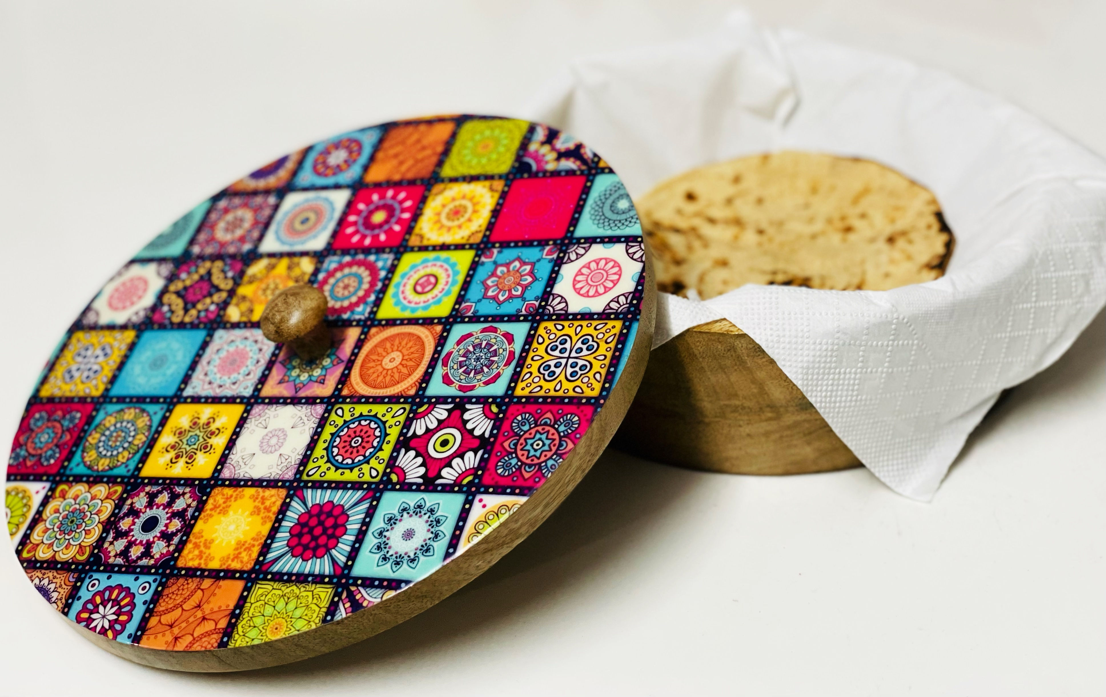 Handmade & Handcrafted Wooden Serving Chapati Box, Casserole for Dining Table