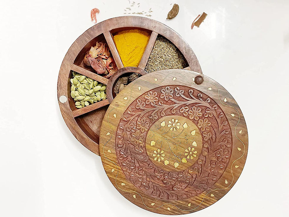 थंबनेल: Wooden Spice Box- Slider Lid 9 compartment Brown with Approx 100 gram capacity.