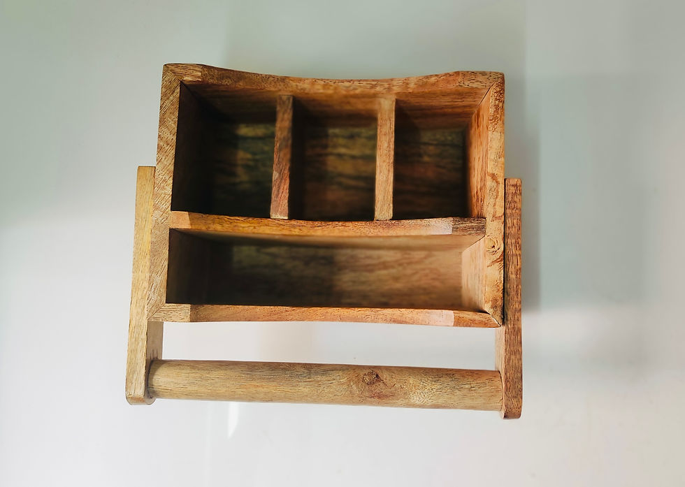 Thumbnail: Spoon Stand for Dining Table Chammach Stand Wooden cutlery holder 4Section 8x8x8