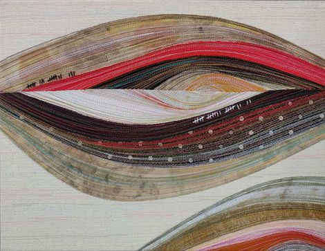 Stitched fibre collage by C. Lile, 2024
From C. Lile's "Changing Landscapes" series