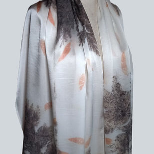 Hand-printed Silk Scarf
Giant Geranium and Eucalyptus Leaves on 100% Silk Satin Georgette
190cm x 68cm (approx.)
