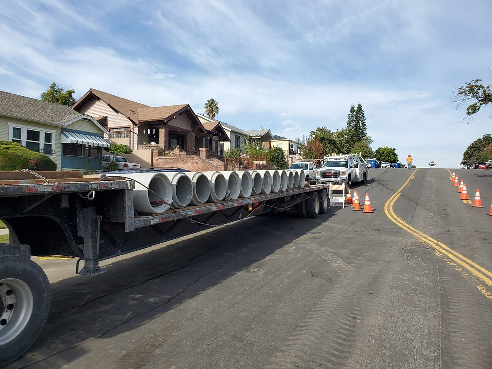 Delivery of RCP for new storm drain line