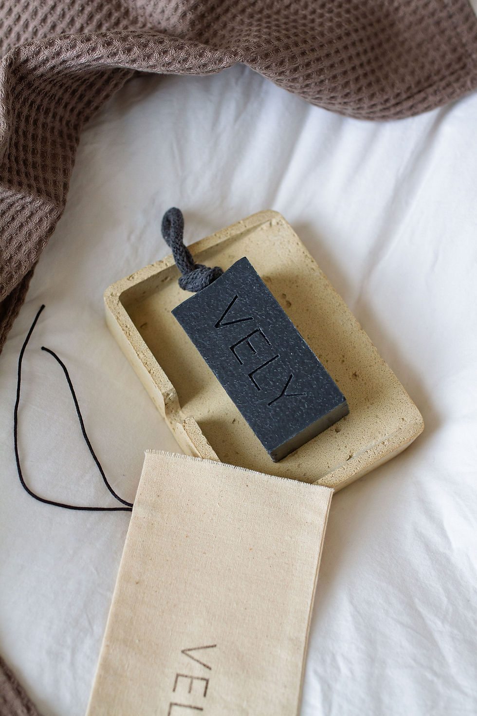 Thumbnail: soap on a rope Black Rose - on a soap dish tray