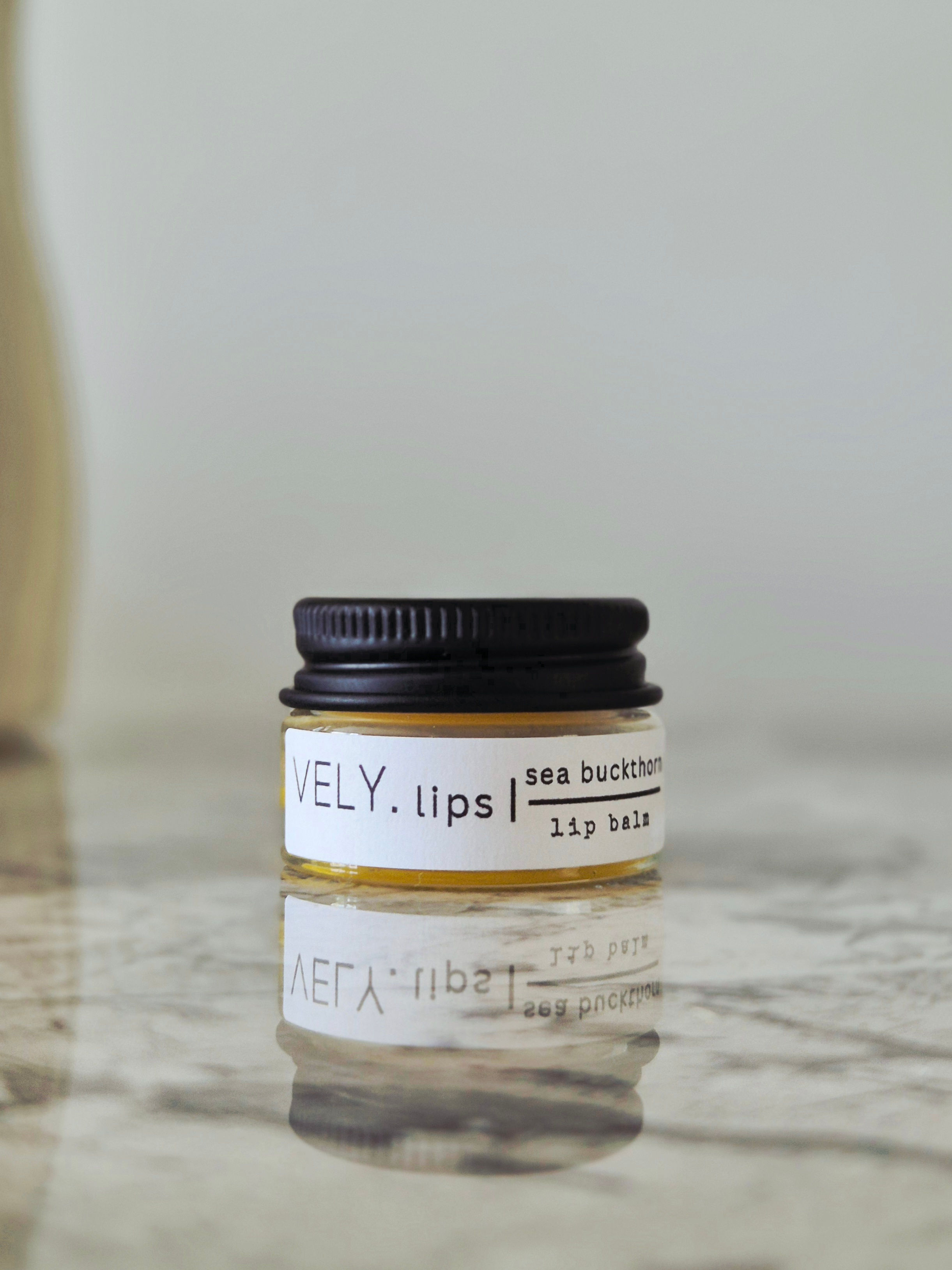 Natural Vegan Lip Balm With Sea Buckthorn and Squalane - Glass Jar