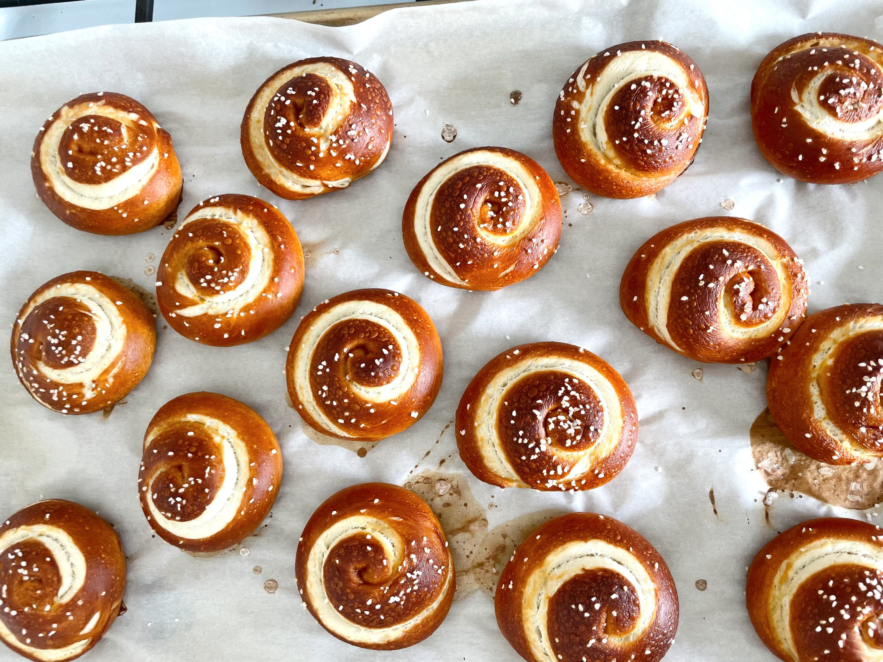 salted soft baked pretzel snail