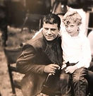 Mark Reed with his father Oliver Reed on location for the film Hannibal Brooks