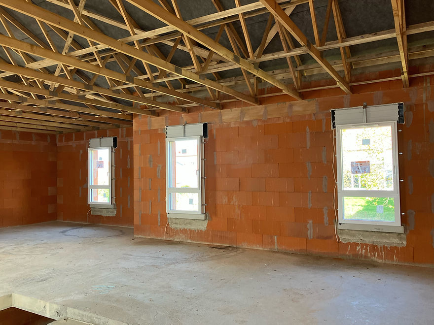 Maison en construction - Charpente apparente