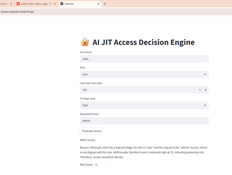 AI Prototype: Just-in-Time Identity Access Decision Engine