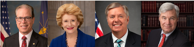 Senators Mike Braun (R-IN), Debbie Stabenow (D-MI), Lindsey Graham (R-SC), and Sheldon Whitehouse (D-RI)