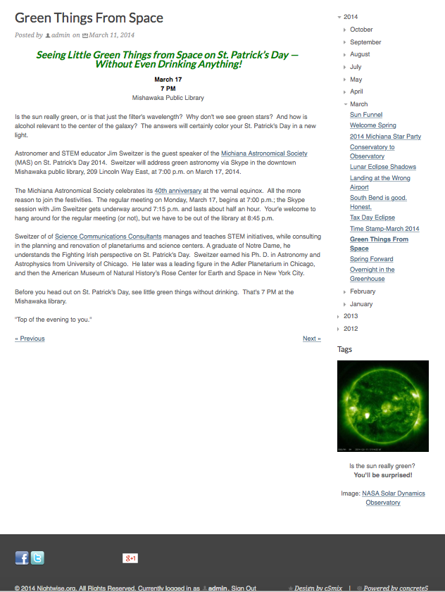 Nightwise.org : Green Things From Space.png