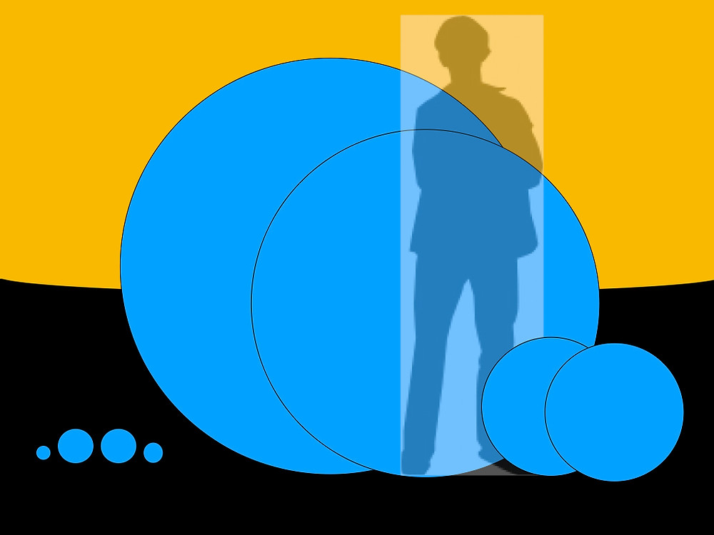 Circles with silhouette to scale.