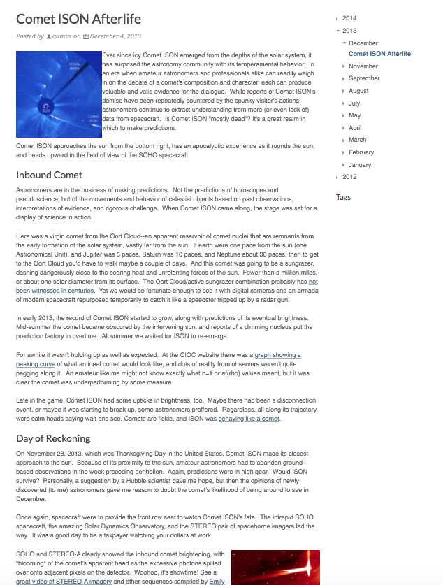 Nightwise.org : Comet ISON Afterlife.png