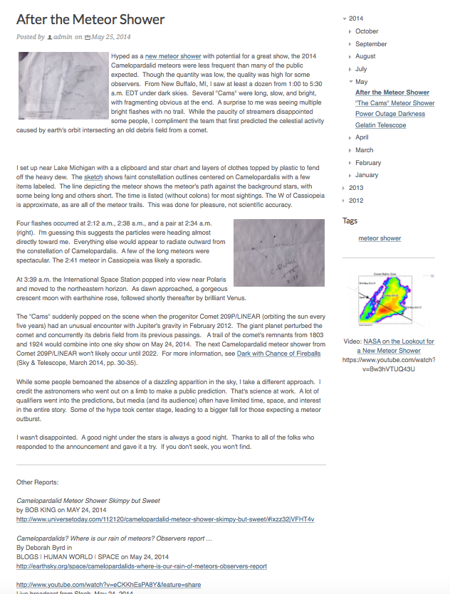 Nightwise Blog - nightwise org after the meteor shower png