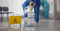 Hospital staff cleaning