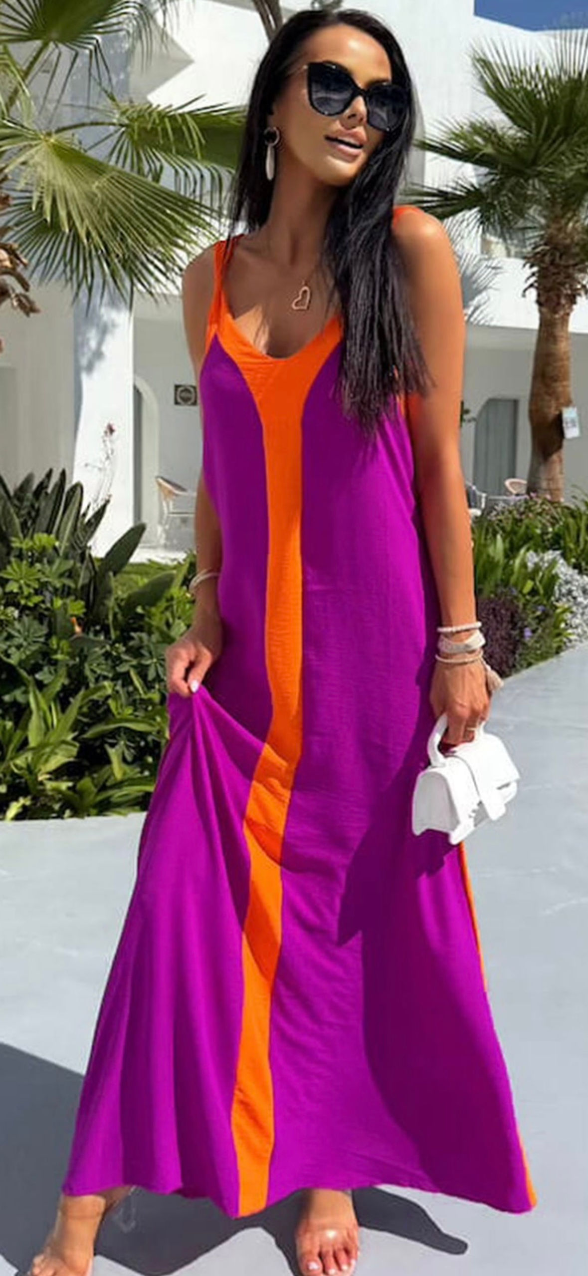 Orange & Magenta Maxi Dress 