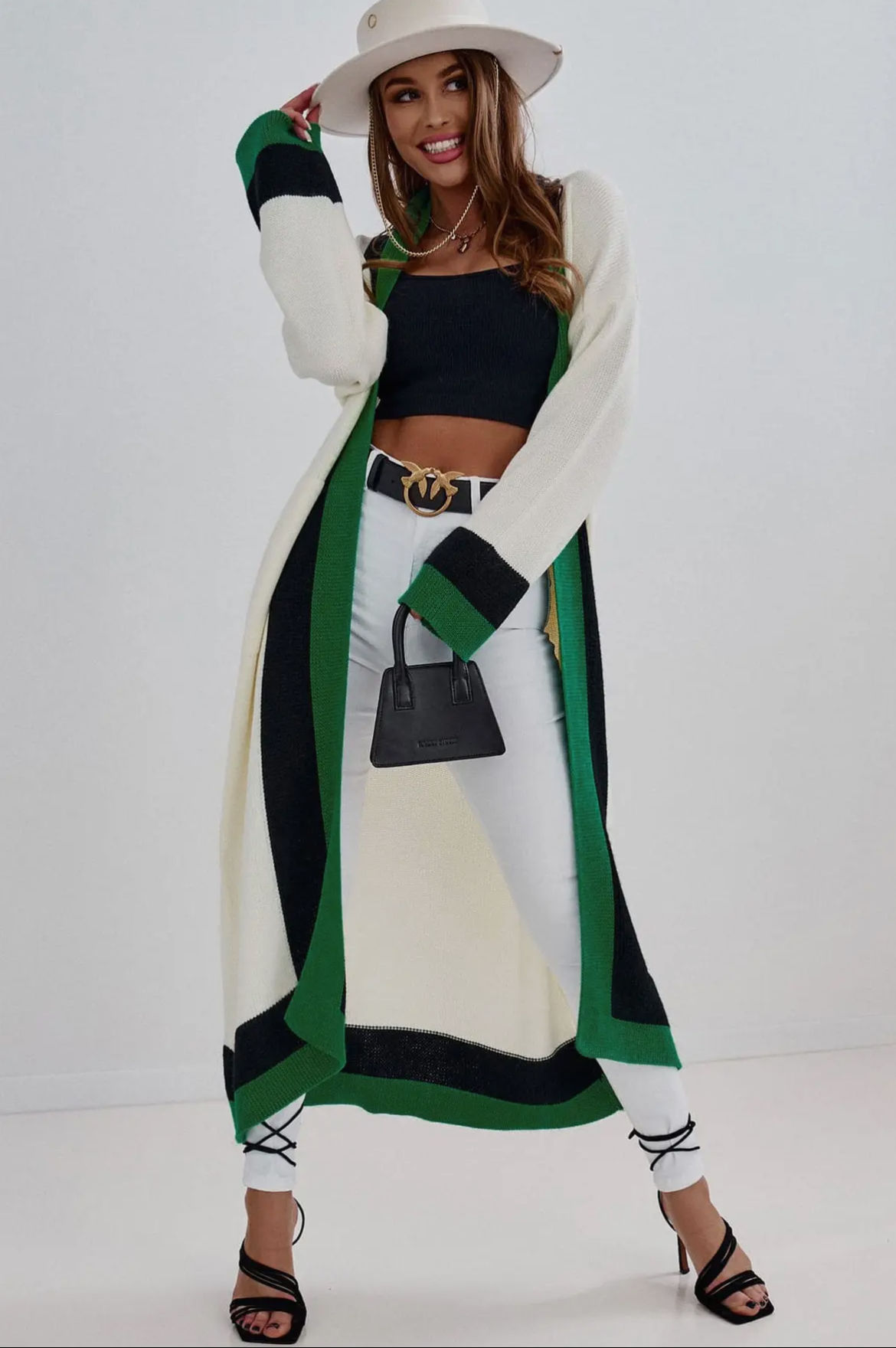 Colour Block Cardigan ~Green