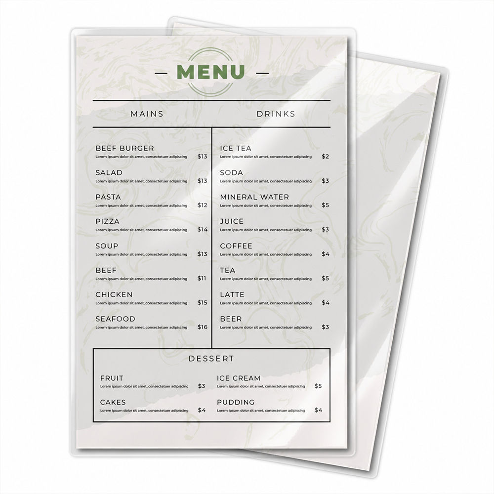 Laminated Menus