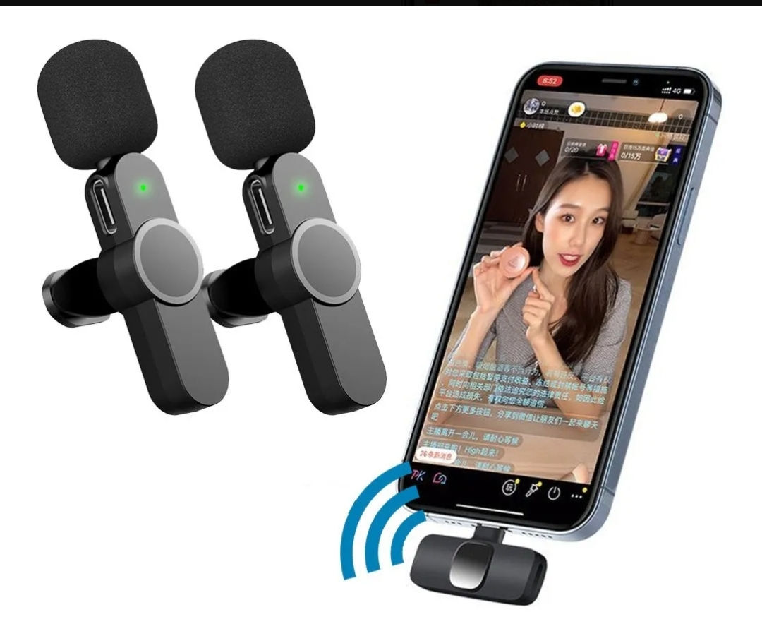 2 peças microfone de lapela sem fio transmissor