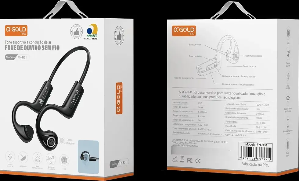 Miniatura: Fone de Ouvido Esportivo Bluetooth A'Gold FN-B31