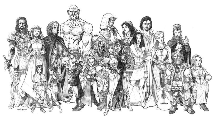 Diferentes espécies (raças) de Dungeons & Dragons, lado a lado.