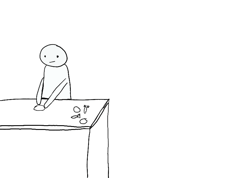 A simple drawing of a person standing behind a counter with a neutral expression. autistic partner communication | neurodiverse couples therapy