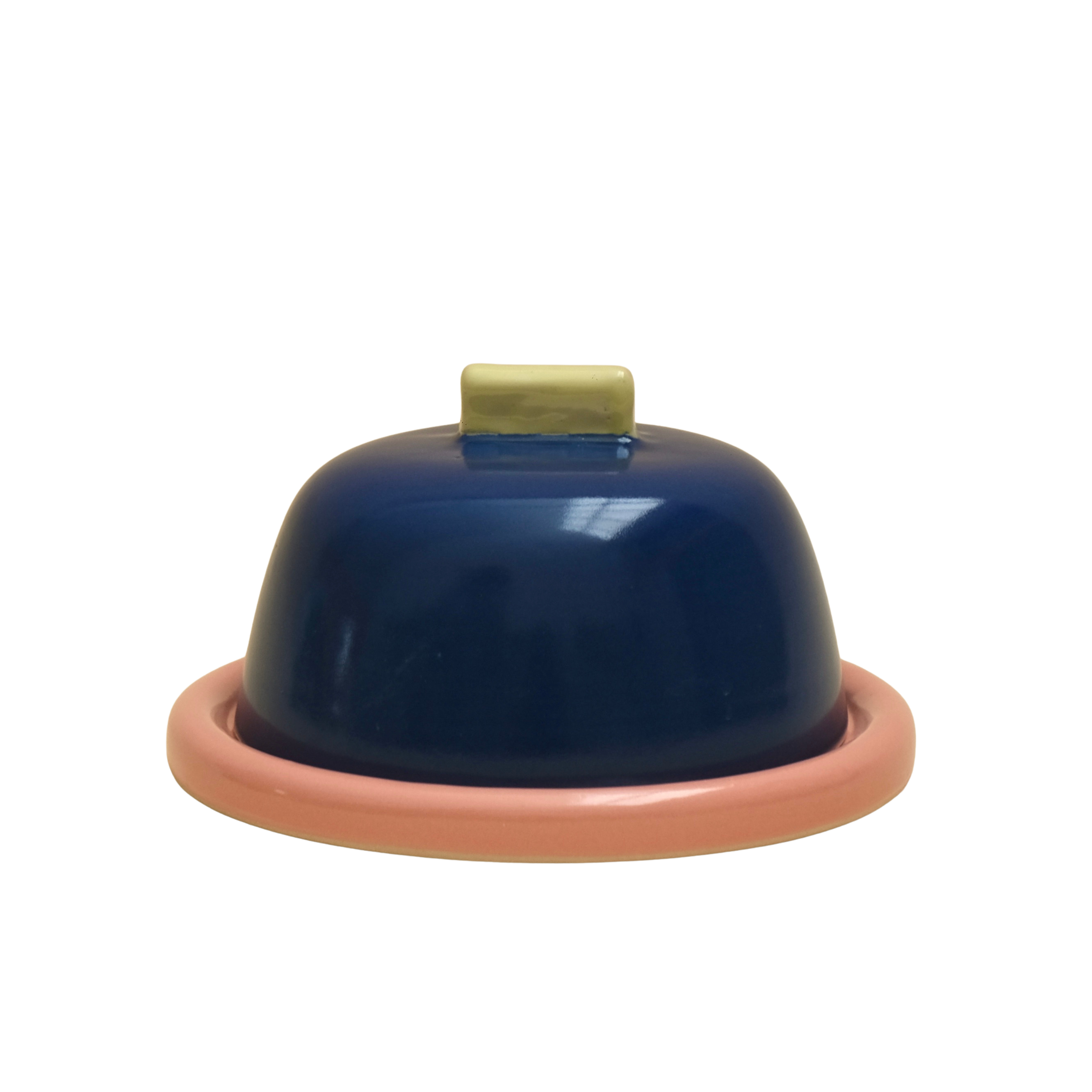 Butter Dish - Blue and Pink
