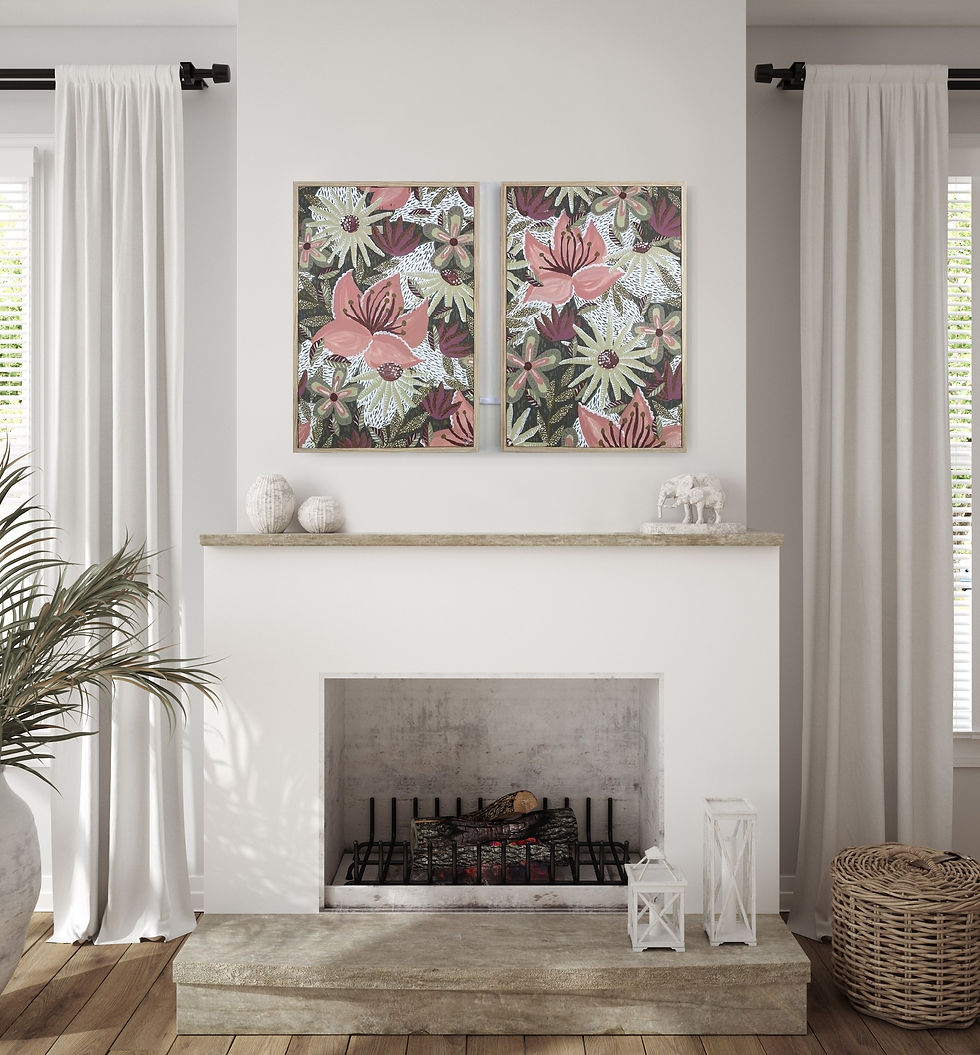 Thumbnail: Diptych - Floral - Pink