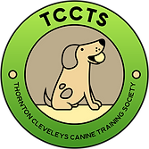 Green circle with dog in the middle TCCTS over top of the circle full name underneath