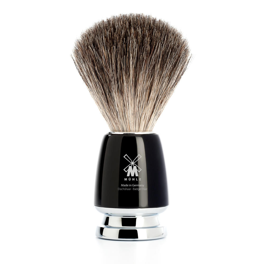 MÜHLE RYTMO, BLACK PURE BADGER SHAVING BRUSH