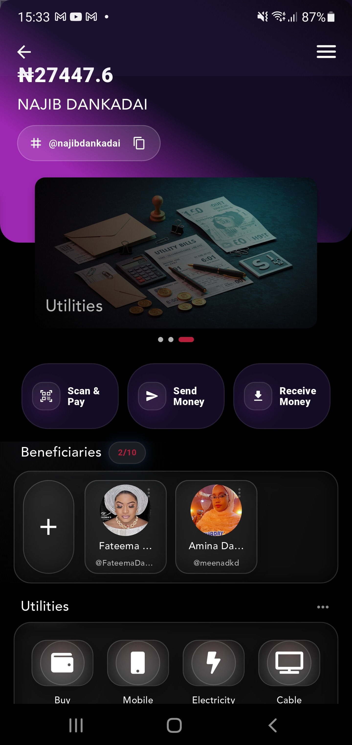 The Xclusiv app home screen