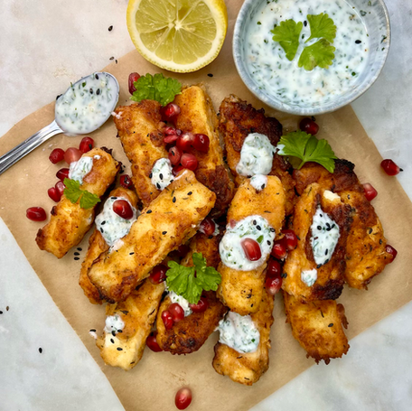 Buttermilk Halloumi Fries with a Garlic Yogurt Dip