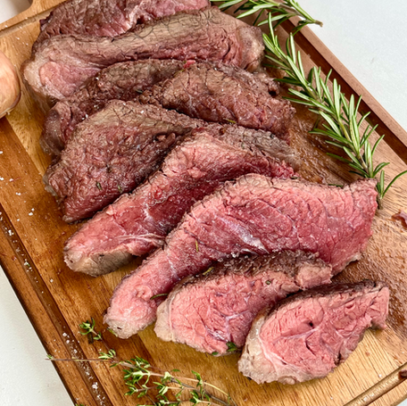 Garlic Butter Roasted Beef with a Shallot & Red Wine Gravy